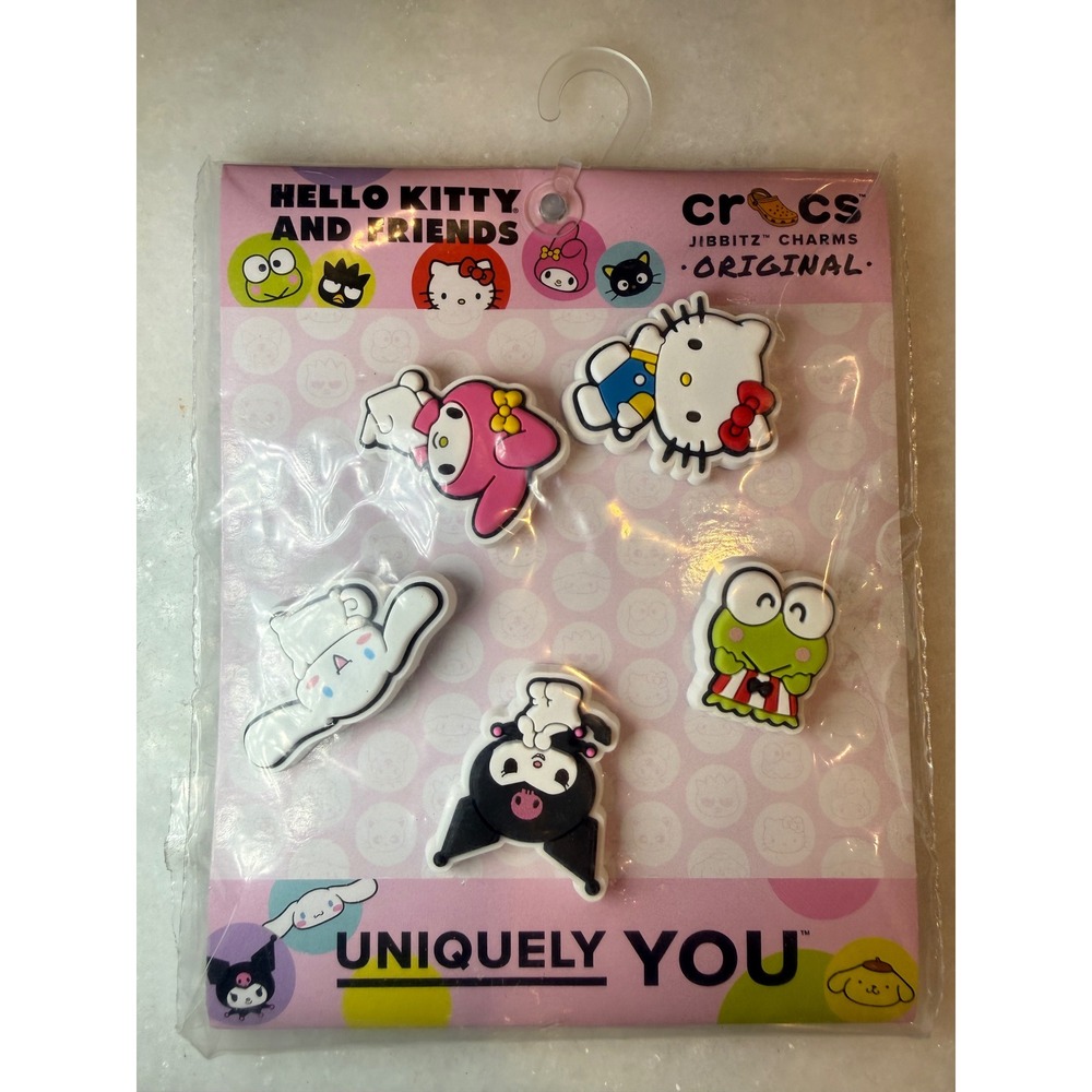 Crocs Jibbitz Charms Unisex OS Multicolor Hello Kitty and Friends 5-Pack New